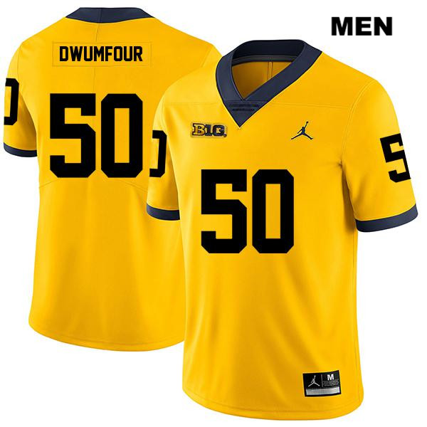 Men's NCAA Michigan Wolverines Michael Dwumfour #50 Yellow Jordan Brand Authentic Stitched Legend Football College Jersey EV25Z16NG